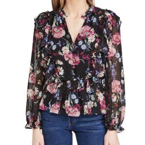 NWOT Yumi Kim Clover Peplum Floral Berkley Sunshine Long Sleeve Blouse Size M
